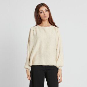 Rodebjer Dalia Ribbed Dolman Sleeve Pullover Sweater Ecru Size M